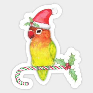 Cute yellow Fischer's lovebird Christmas style Sticker